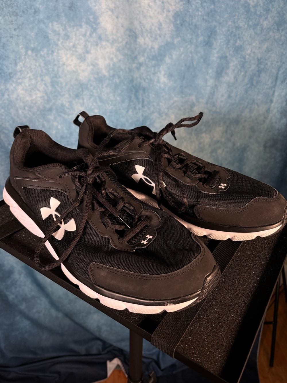 Under Armour Charged Assert 9 Black and White Men’s Size 14 Running Shoes